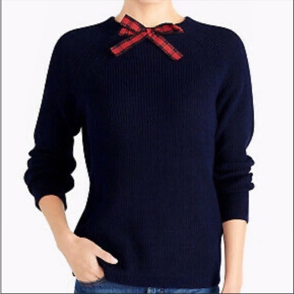 J.Crew Navy Blue Knit Bow Tie Sweater - Picture 5 of 13